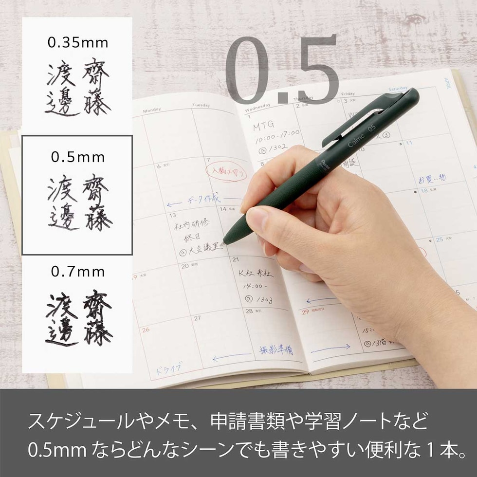 ぺんてる カルム Calme 単色ボールペン 0.35mm グレー軸 黒 (BXA103N-A)