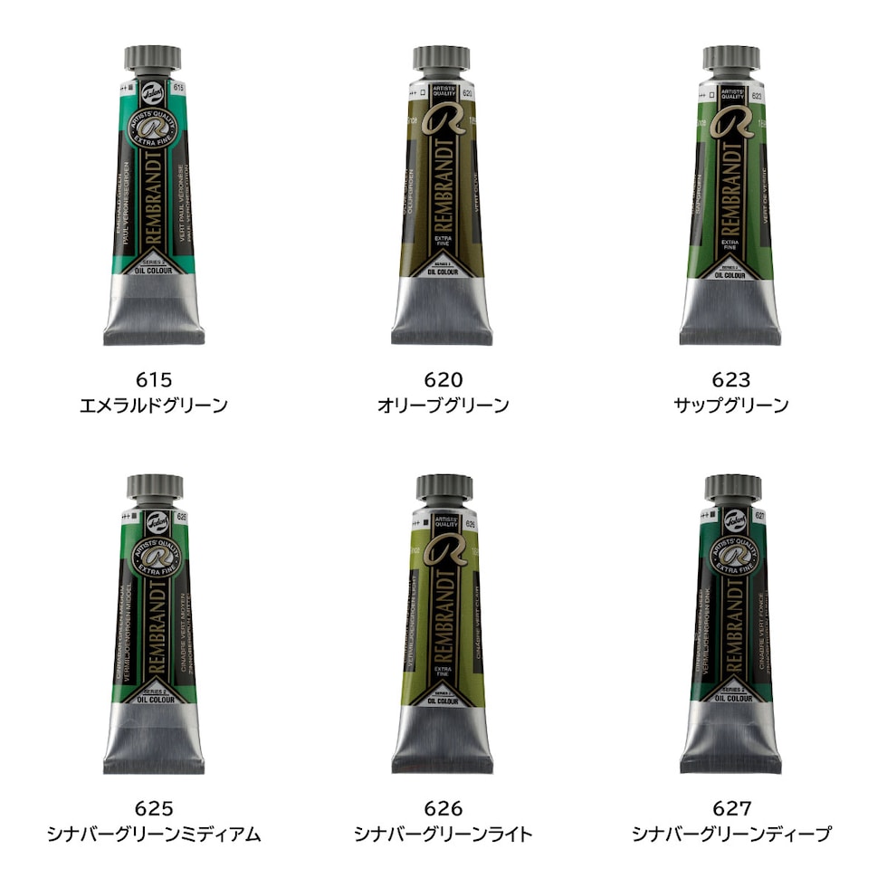 レンブラント 油絵具5号15ml 2 615 エメラルドグリーン (T0103-615-2)