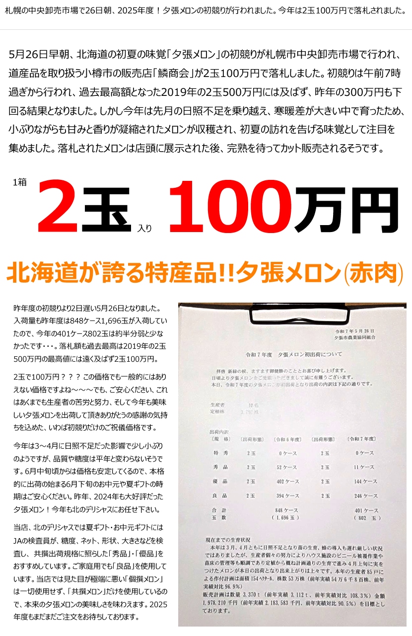 北海道産 夕張メロン