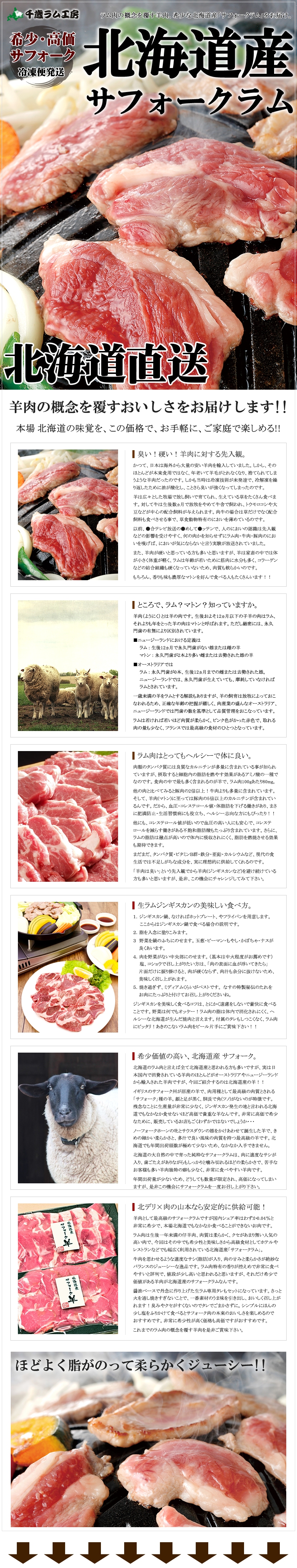 北のハイグレード食品S 北海道産 サフォークラム ジンギスカン