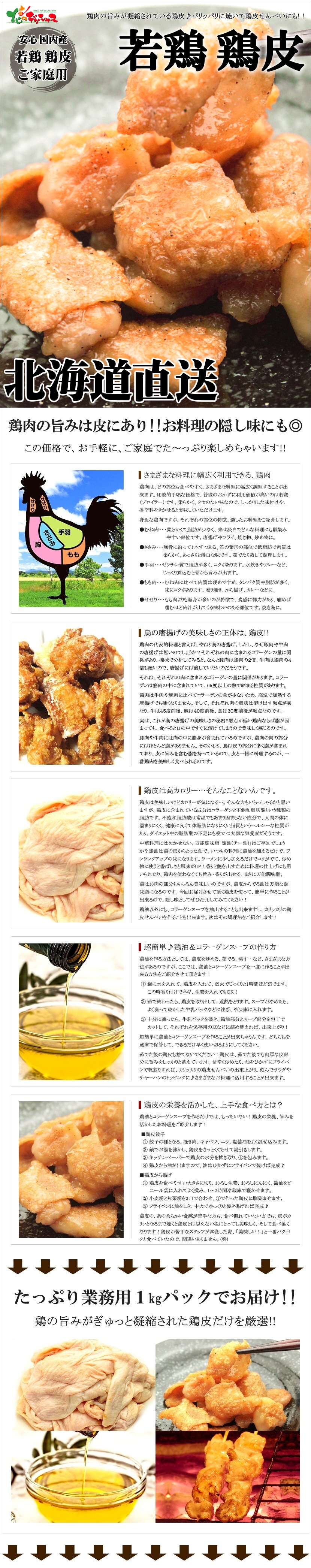 国産 若鶏 鶏モモ皮