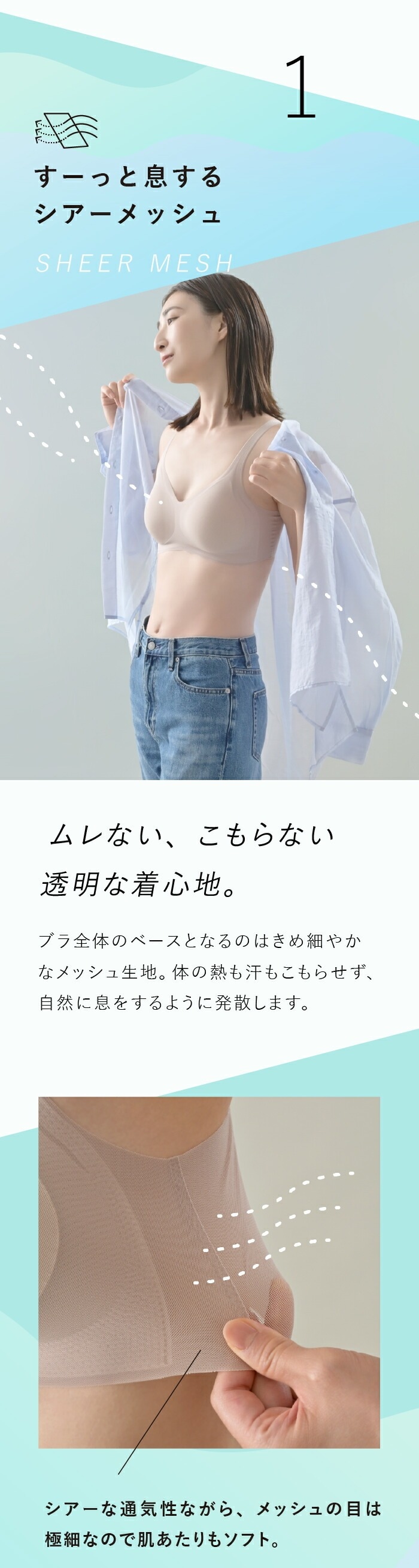 ポイント1　すーっと息するシアーメッシュ