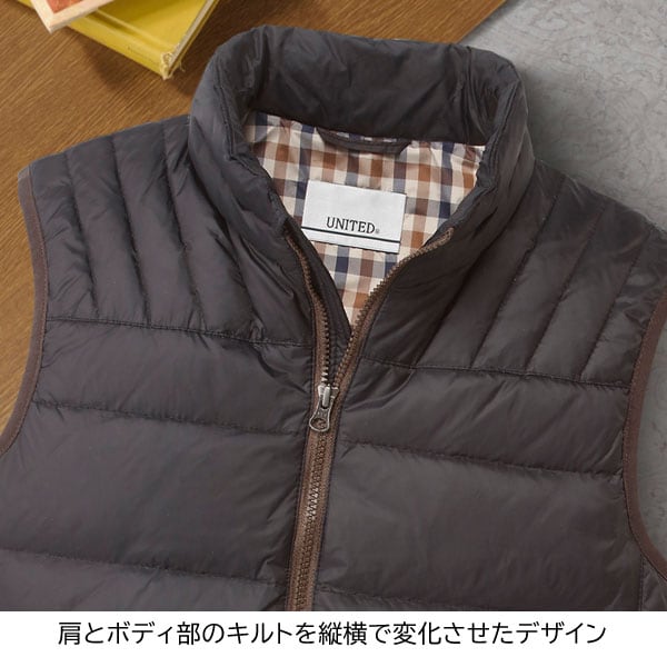 肩とボディ部のキルトを縦横で変化させたデザイン