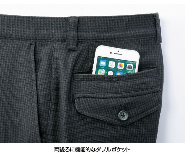 両後ろに機能的なダブルポケット