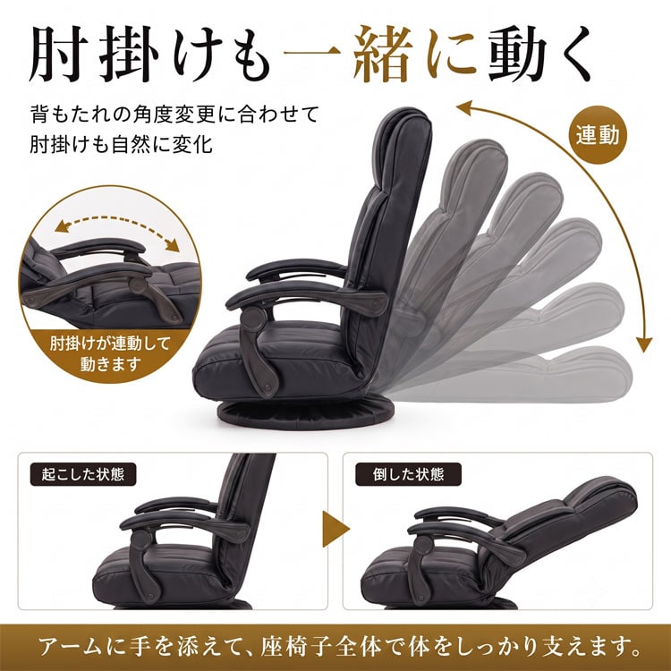 肘掛けも一緒に動く