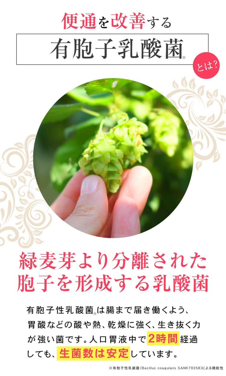便通を改善する有胞子乳酸菌