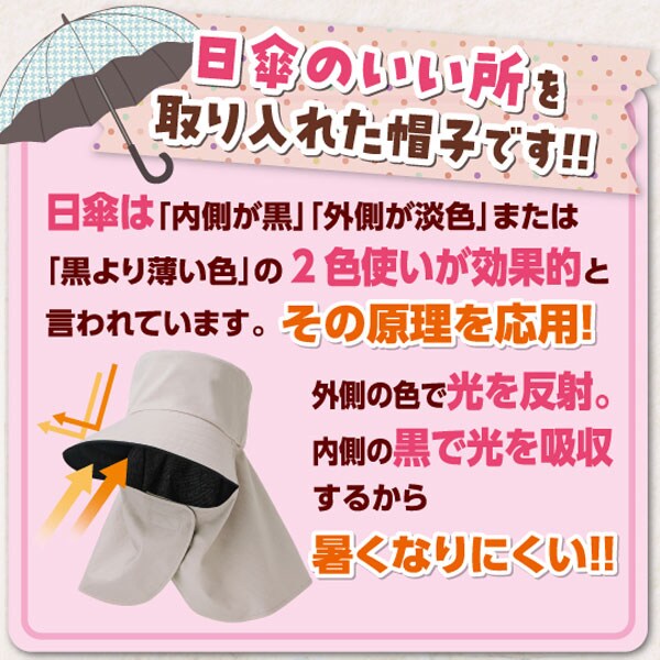 日傘のいいところを取り入れた帽子