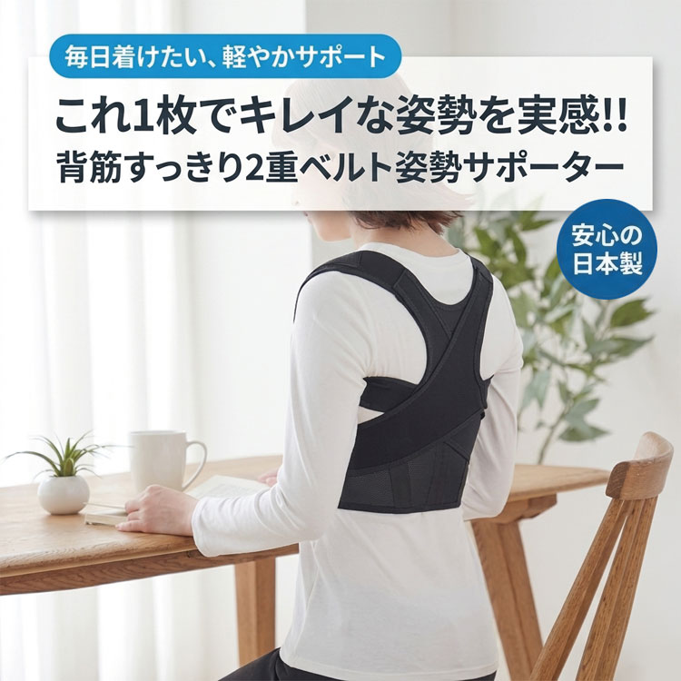 背筋すっきり2重ベルト姿勢サポーター 日本製