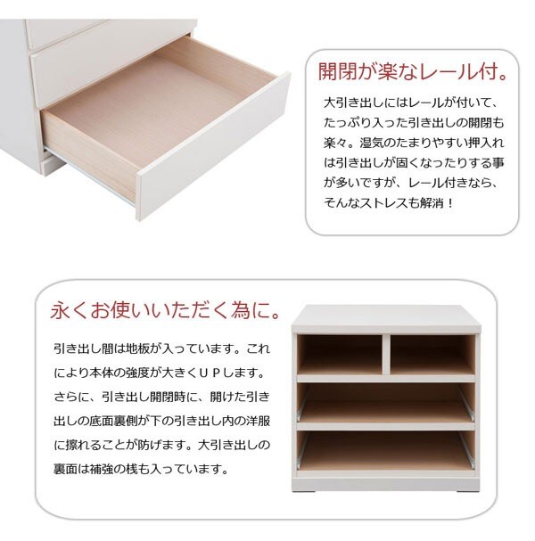 ナンバリングで仕分け開閉が楽なレール付/引出し間は地板入り