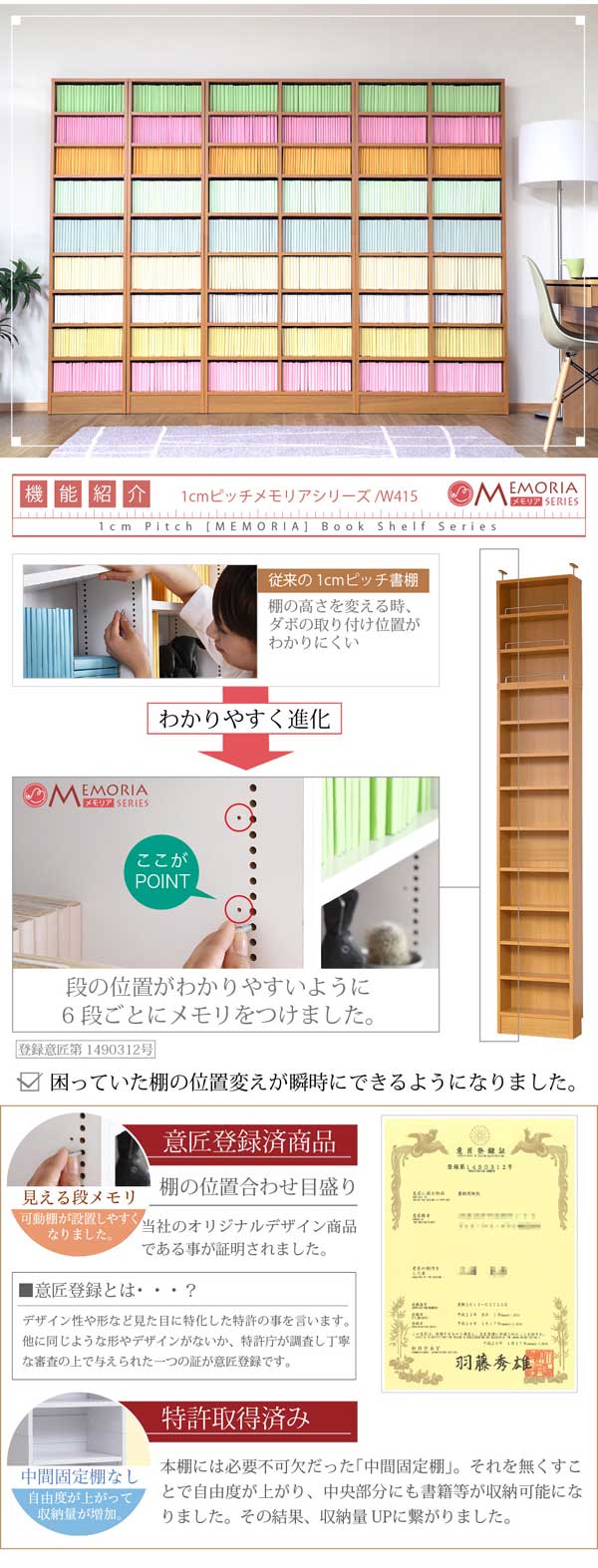 棚の位置変えが瞬時にできる/意匠登録済商品/特許出願中