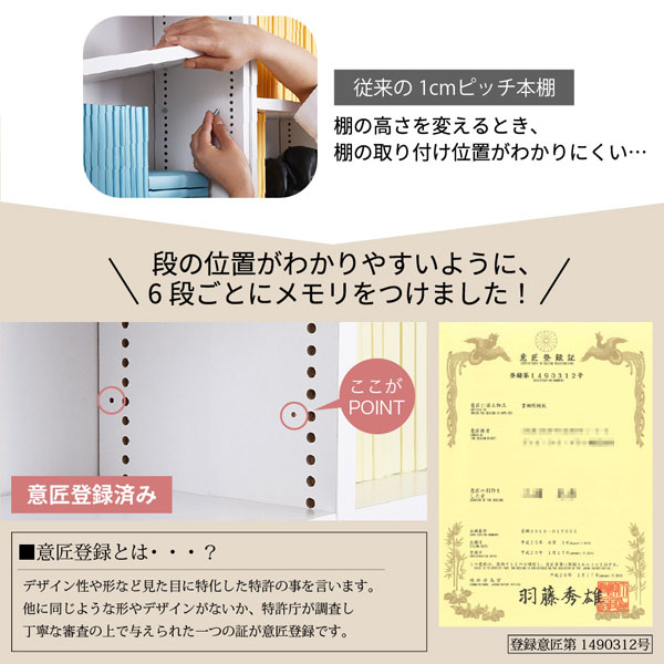 段の位置がわかりやすいように6段ごとにメモリ付き