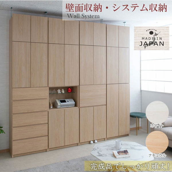 突っ張り式 薄型壁面収納システム Hills 日本製 デスクタイプ 幅59.5cm 奥行31cm