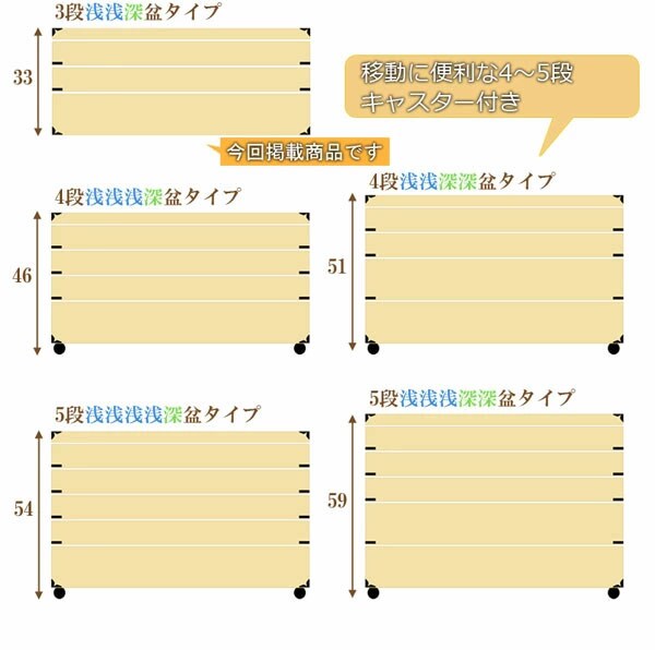 移動に便利な4〜5段 キャスター付き