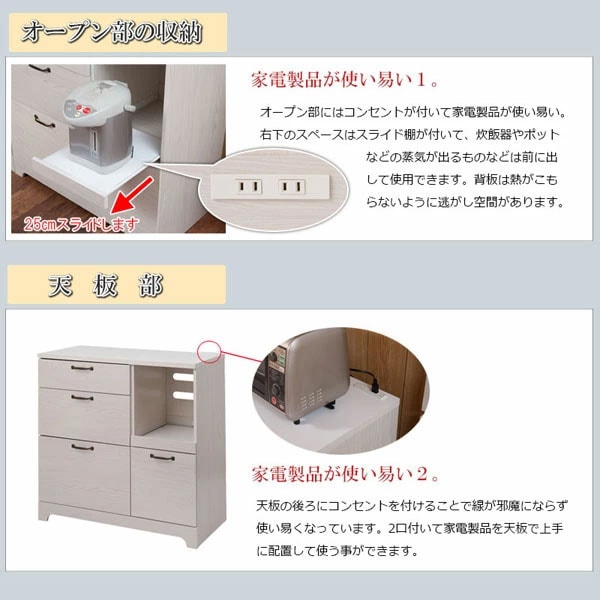 オープン部の収納/天板部