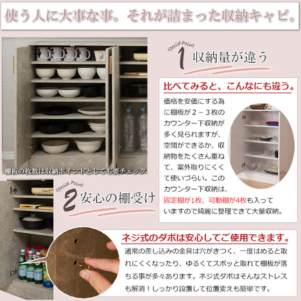 固定棚が1枚、可動棚が4枚/ネジ式ダボ