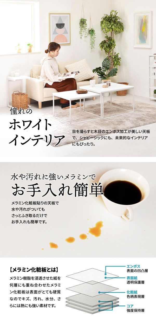 憧れのホワイトインテリア/水や汚れに強いメラミンでお手入れ簡単