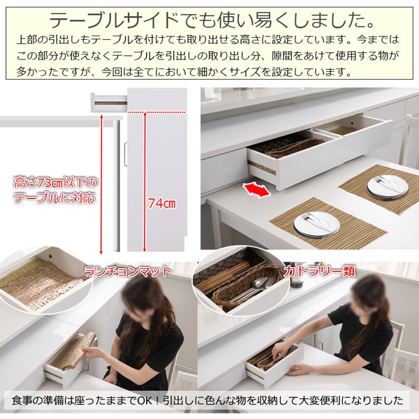テーブルサイドでも使いえる引き出し