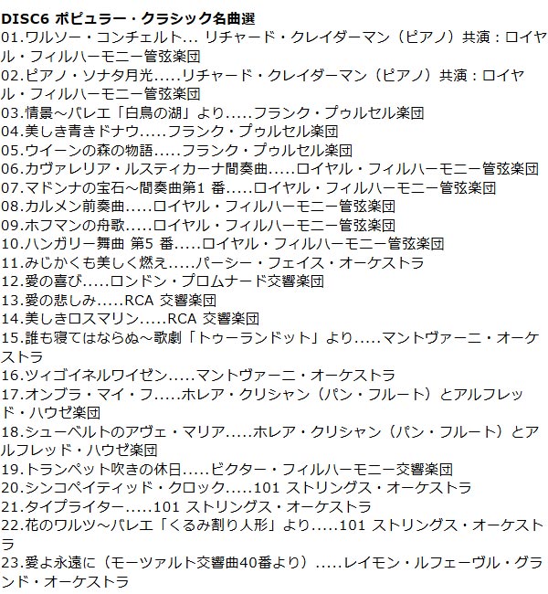 DISC6/ポピュラー・クラシック名曲選