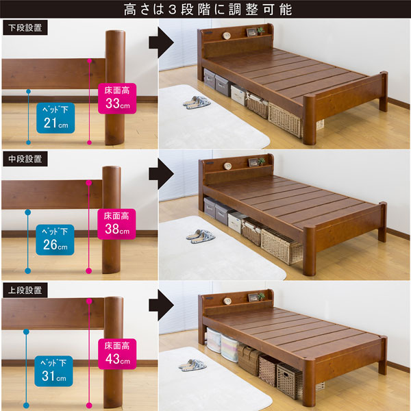 高さは3段階に調節可能