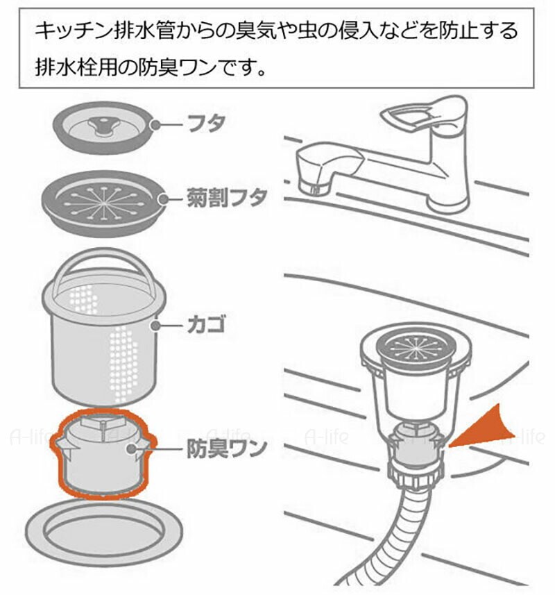 三栄水栓SANEI防臭ワンPH650A-H2日本製Y型つまみキッチン排水口