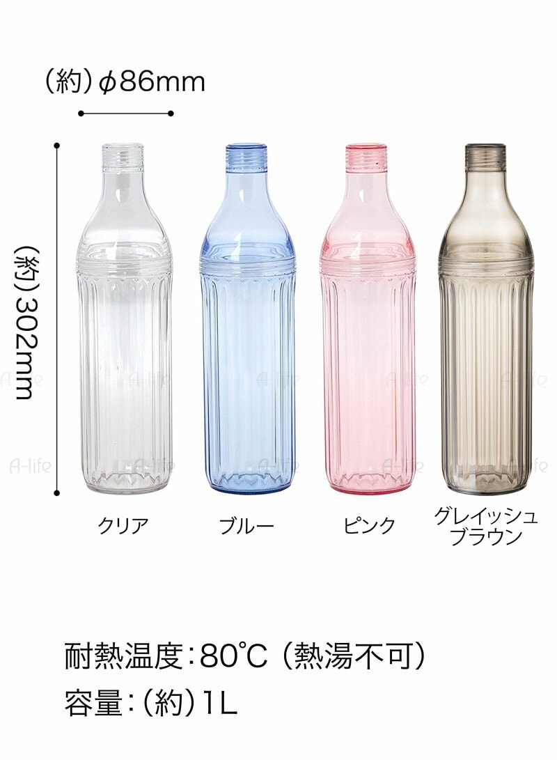 ヨコ置きOK洗いやすい冷水筒1Lプラスチックおしゃれジャグピッチャー