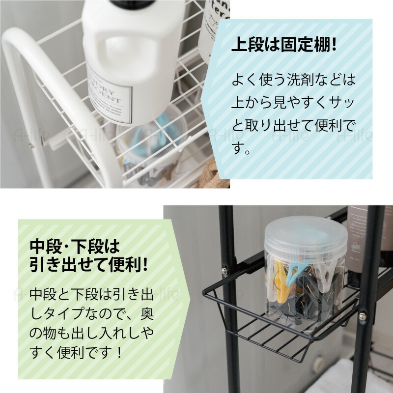 ランドリーすき間収納ラック３段キッチン引き出し収納スリムラック