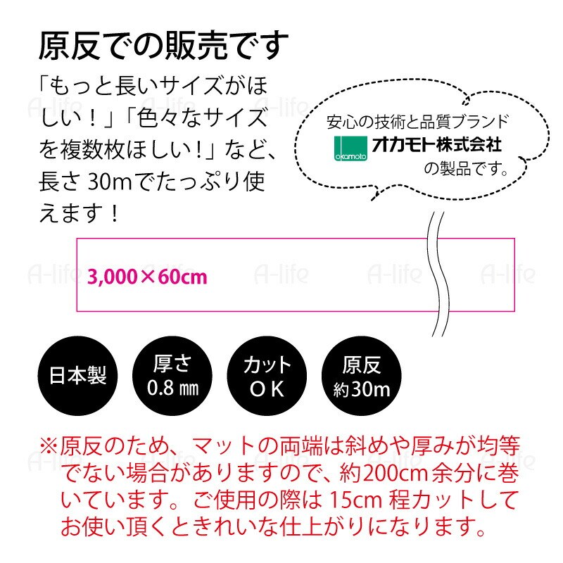 お手入れ簡単透明マット原反30m×60cm洗える日本製