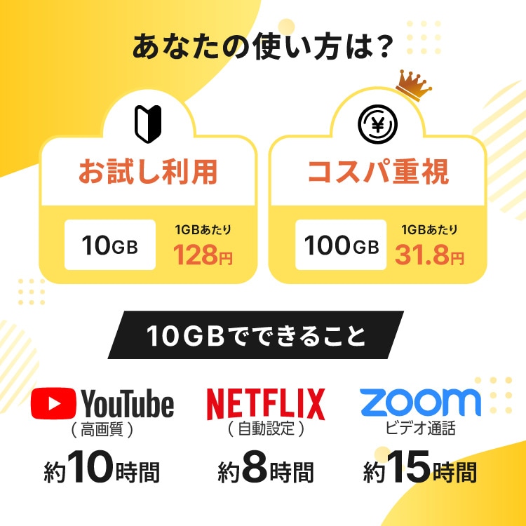 データ容量の選び方（国内30日）
