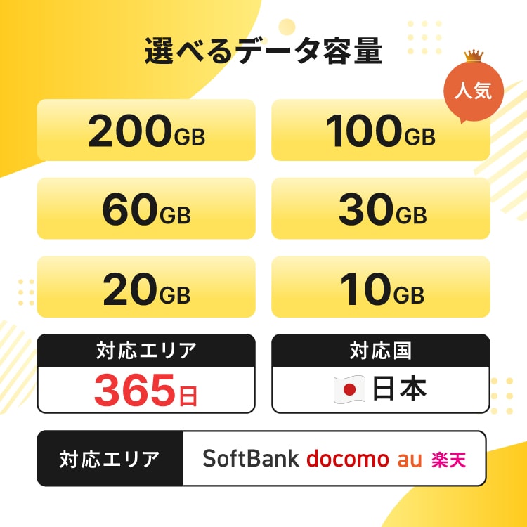 選べるデータ容量（国内365日）