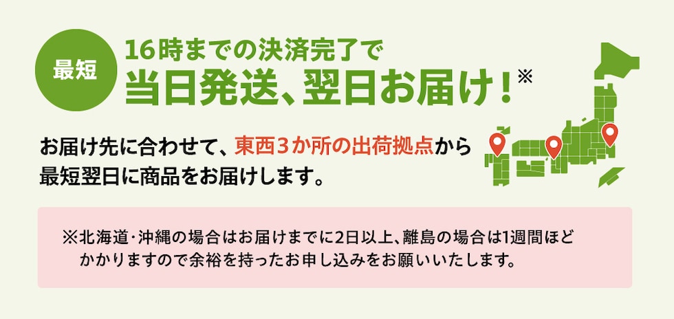 最短当日発送！翌日お届け