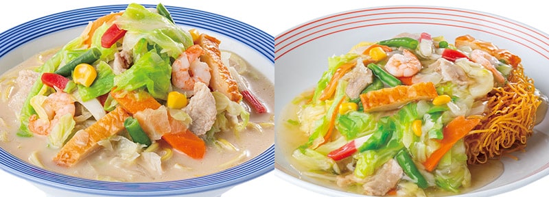 牛丼・野菜たっぷりちゃんぽん・皿うどんの3種バラエティーセット