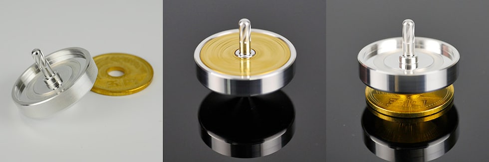 ミツミ製作所 町工場が作った精密独楽セット（専用スタンド付） ブラック M-0119BK