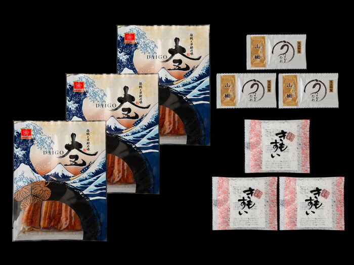 大五通商うなぎ工房 うなぎ問屋の大五蒲焼（3袋入）肝吸付き 1セット（240g：蒲焼80g×3袋、肝吸い×3袋）