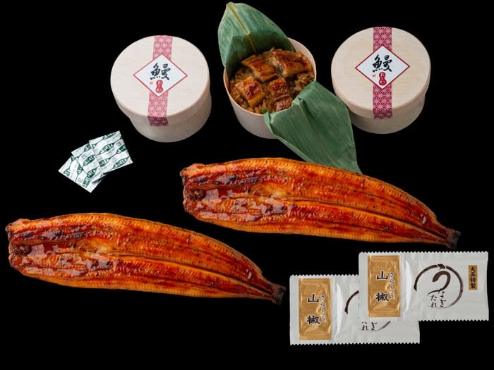 大五通商うなぎ工房 うなぎ問屋の蒲焼き（長焼）・おこわ詰合せ 1セット（240g：蒲焼120g×2尾、うなぎおこわ×3食）