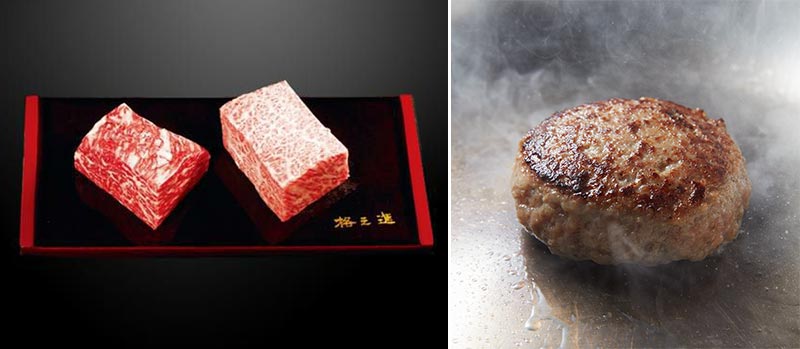 格之進 門崎熟成肉 塊焼きとハンバーグセット 1セット：赤身120g、霜降り120g、金格ハンバーグ120g ×2（計：精肉240g、金格ハンバーグ×2個）