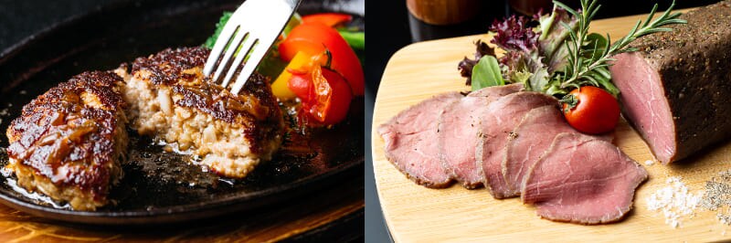 アデリー 奈良・シェルブルー ステーキ屋さんの特選牛生ハンバーグとローストビーフ 1箱