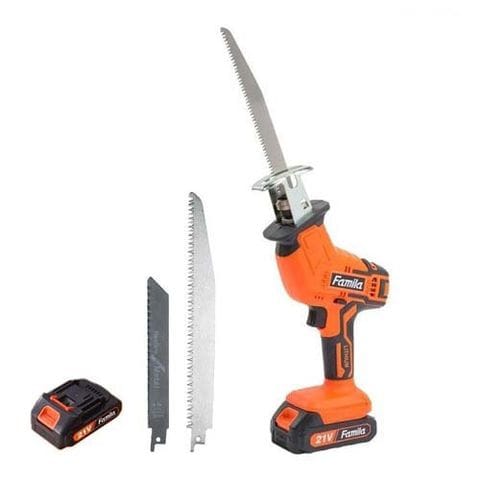 ファミラ 充電式コードレス電動ノコギリ 替え刃２枚 予備バッテリー付き ０４１９０１０ （１セット）