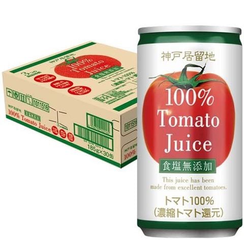 神戸居留地 完熟トマト１００％ 缶 無塩  保存料 着色料 不使用 食塩無添加 （１８５ｇ＊３０本入）
