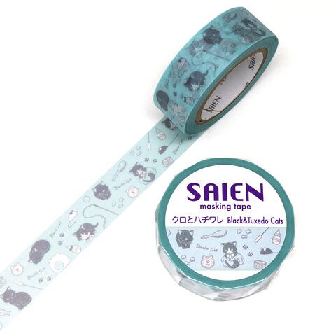 dショッピング |SAIEN マスキングテープ（クロとハチワレ 15mm×10m