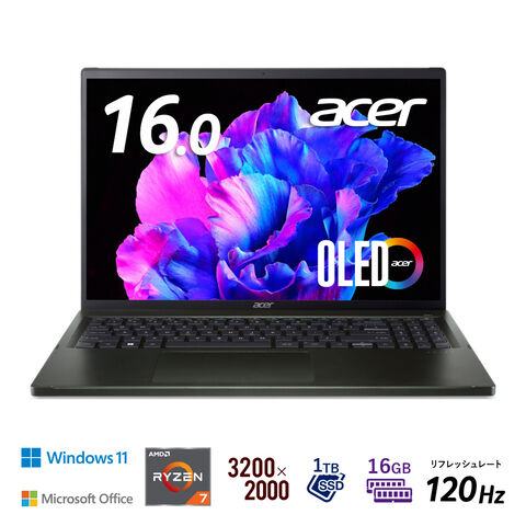 dショッピング |ノートパソコン Acer（エイサー） 16.0型ノートパソコン Swift Edge（Ryzen7/ メモリ 16GB/ SSD  1TB/ Officeあり/OLED）オリビンブラック SFE16-43-A76ZJ/KF 【返品種別A】 | カテゴリ：ノートの販売できる商品 |  Joshin (006451577757865341)|ドコモの ...