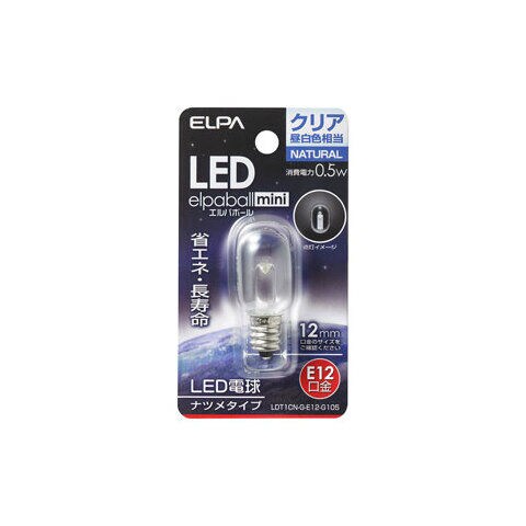 ELPA LED電球 ナツメ形　18lm（クリア・昼白色相当） elpaballmini LDT1CN-G-E12-G105 【返品種別A】