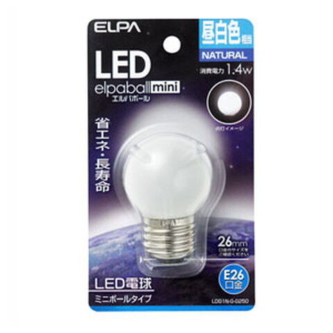 ELPA LED電球 ミニボール電球形 60lm(昼白色相当) elpaballmini LDG1N-G-G250 【返品種別A】