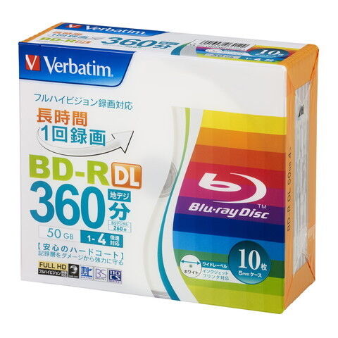 バーベイタム 4倍速対応BD-R DL 10枚パック　50GB ホワイトプリンタブル Verbatim VBR260YP10V1 【返品種別A】