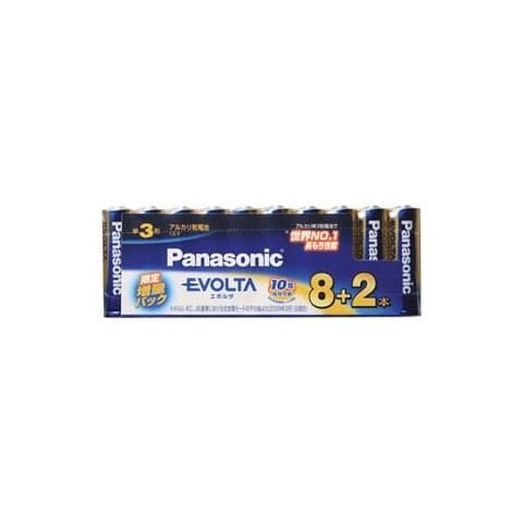 パナソニック アルカリ乾電池単3形 8本＋2本パック(増量パック) Panasonic EVOLTA LR6EJSP/10S 【返品種別A】