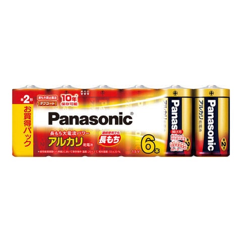 パナソニック アルカリ乾電池単2形 6本パック Panasonic LR14XJ/6SW 【返品種別A】