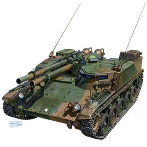 アオシマ 【再生産】1/72 ミリタリーモデルキットNo.6 陸上自衛隊 60式自走106mm無反動砲（2両セット）【07969】 プラモデル ABK 07969 72M06 リクジ 60シキジソウ160mm 【返品種別B】