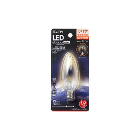 ELPA LEDシャンデリア球（クリア電球色相当）  LDC1CL-G-E12-G316 【返品種別A】