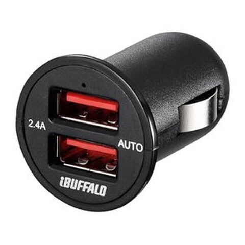 バッファロー 2.4A出力 シガーソケット用USB急速充電器 2ポートタイプ（ブラック） AUTO POWER SELECT機能搭載 BSMPS2401P2BK 【返品種別A】