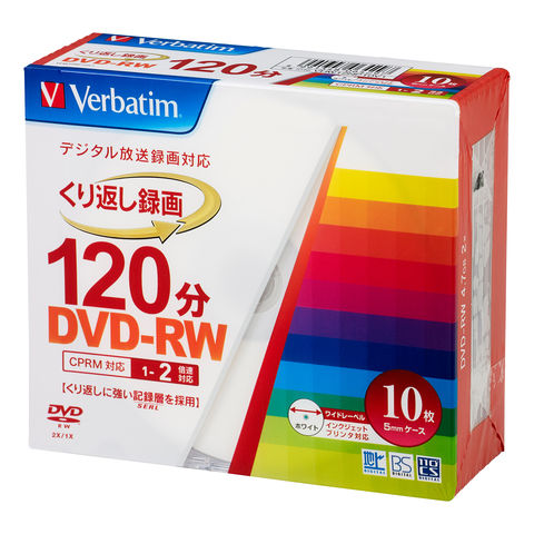 バーベイタム 2倍速対応DVD-RW 10枚パック　ホワイトプリンタブル Verbatim VHW12NP10V1 【返品種別A】