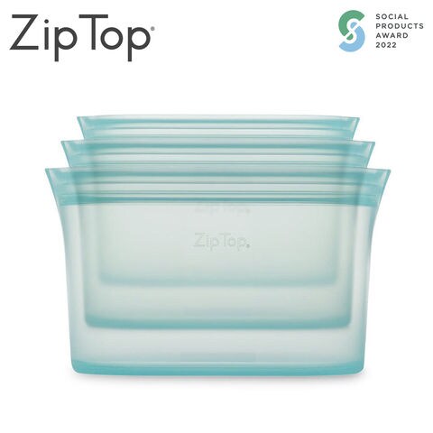 ジップトップ ZipTop お得ディッシュ3点セット(Ｓ・Ｍ・Ｌサイズ)  シリコン製保存容器 食洗機対応 ティール